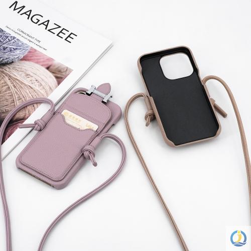 Luxury Crossbody iPhone Wallet Adjustable Leather Shoulder Strap Phone Case