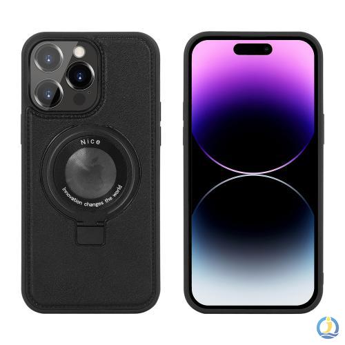 Magnetic Wireless Charge Phone Case Premium PU Leather Cover with Lens Protector & kickstand