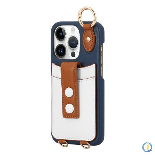 IPhone PU Leather Card Slot Phone Case Detachable Crossbody Lanyard Strap